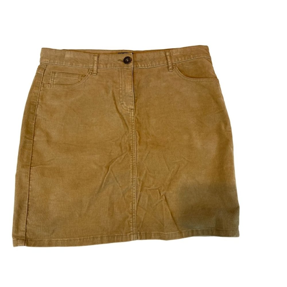 Lord & Taylor Womens Corduroy Pencil Skirt Flat Front Pockets Brown Size 10